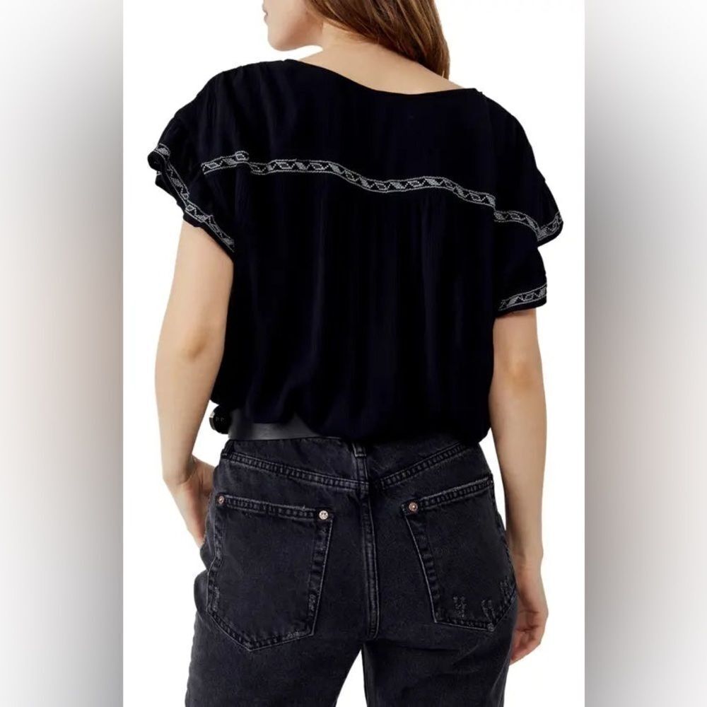 Free People Luca Embroidered Top XS Boho Cropped​​​​​​​ - Picture 2 of 10